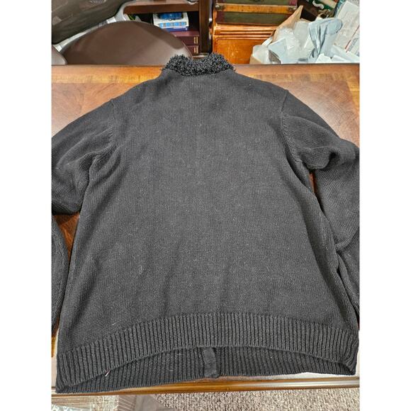 Vintage Investments Christmas Sweater Cardigan Black Ornaments Embroidered M - Picture 6 of 6